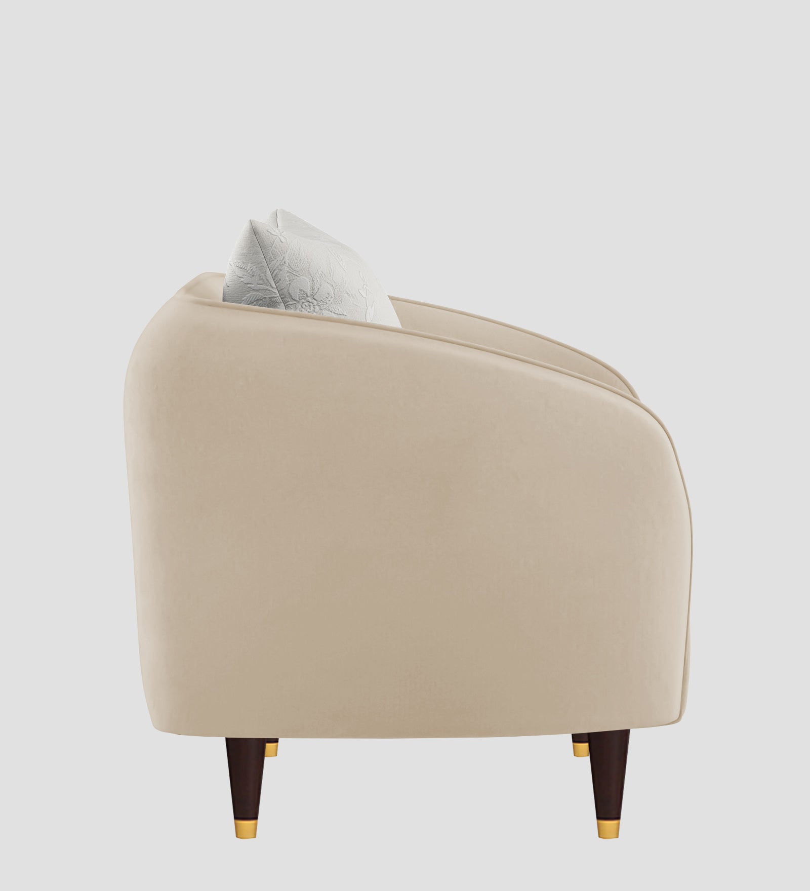 Hairo Velvet 1 Seater Sofa In  Cream Beige Colour - Febonic Living