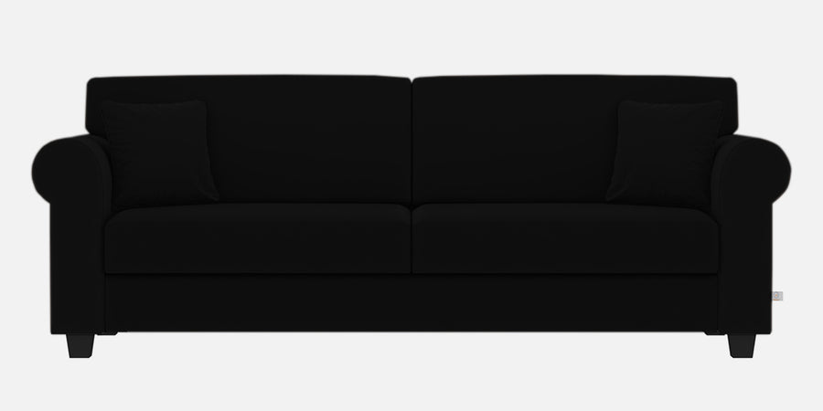 Numonk Velvet 3 Seater Sofa In Adam Black Colour - Febonic Living