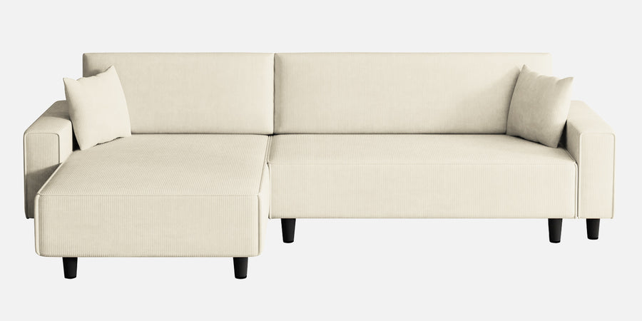 Peach Fabric Rhs 6 Seater Sofa Cum Bed With Storage In Ivory Cream Colour - Febonic Living