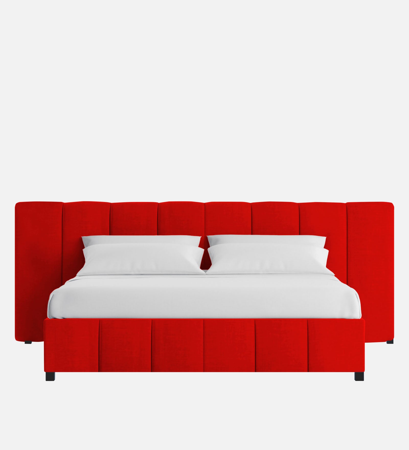 Nora Fabric Queen Size Bed In Ruby Red Colour