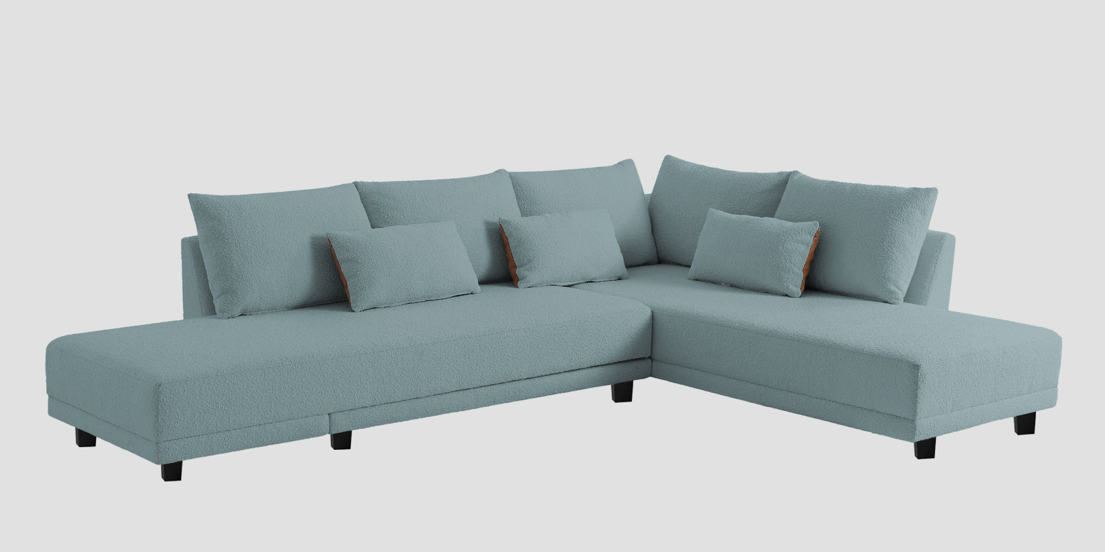 Ira Boucle Fabric LHS 6 Seater Convertible Sofa Cum Bed In Stormy Blue Colour - Febonic Living