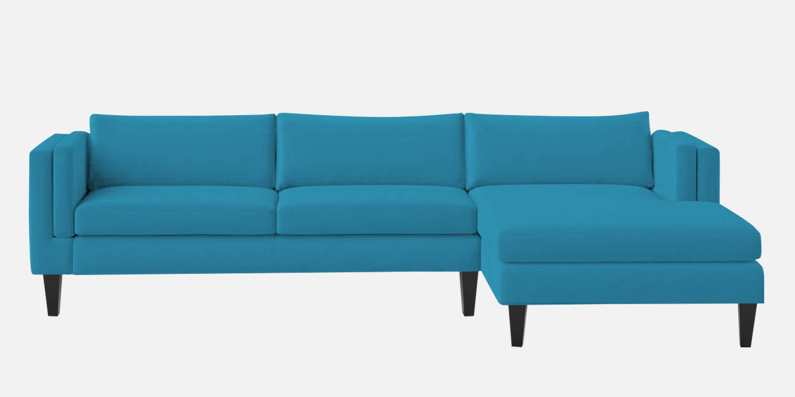 Jasper Velvet LHS Sectional Sofa (3+Lounger) in Aqua blue Colour