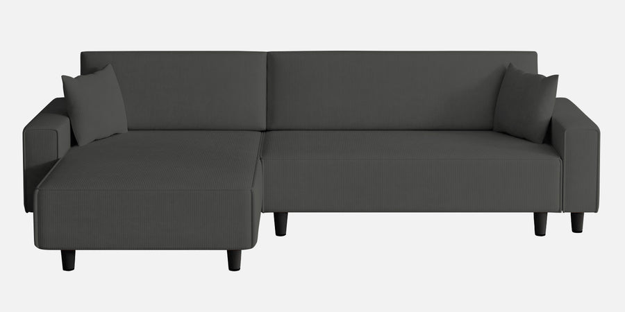 Peach Fabric Rhs 6 Seater Sofa Cum Bed With Storage In Charcoal Grey Colour - Febonic Living