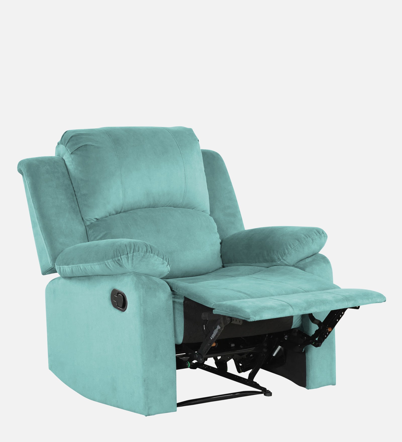 Henry Velvet Manual 1 Seater Recliner In Barmunda Aqua Colour