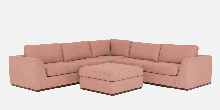 Freedom Velvet 6 Seater Rhs Corner Sofa In Blush Pink Colour With Ottoman - Febonic Living