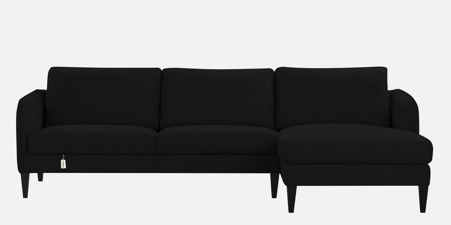 Piku Fabric Lhs Sectional Sofa 3 Lounger In Zed Black Colour - Febonic Living