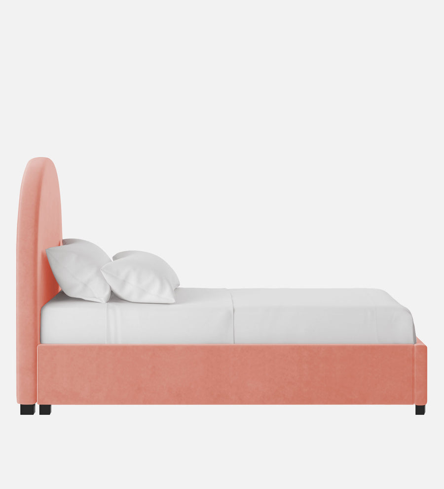 Maro Velvet Upholstered Single Size Bed In Blush Pink Colour - Febonic Living