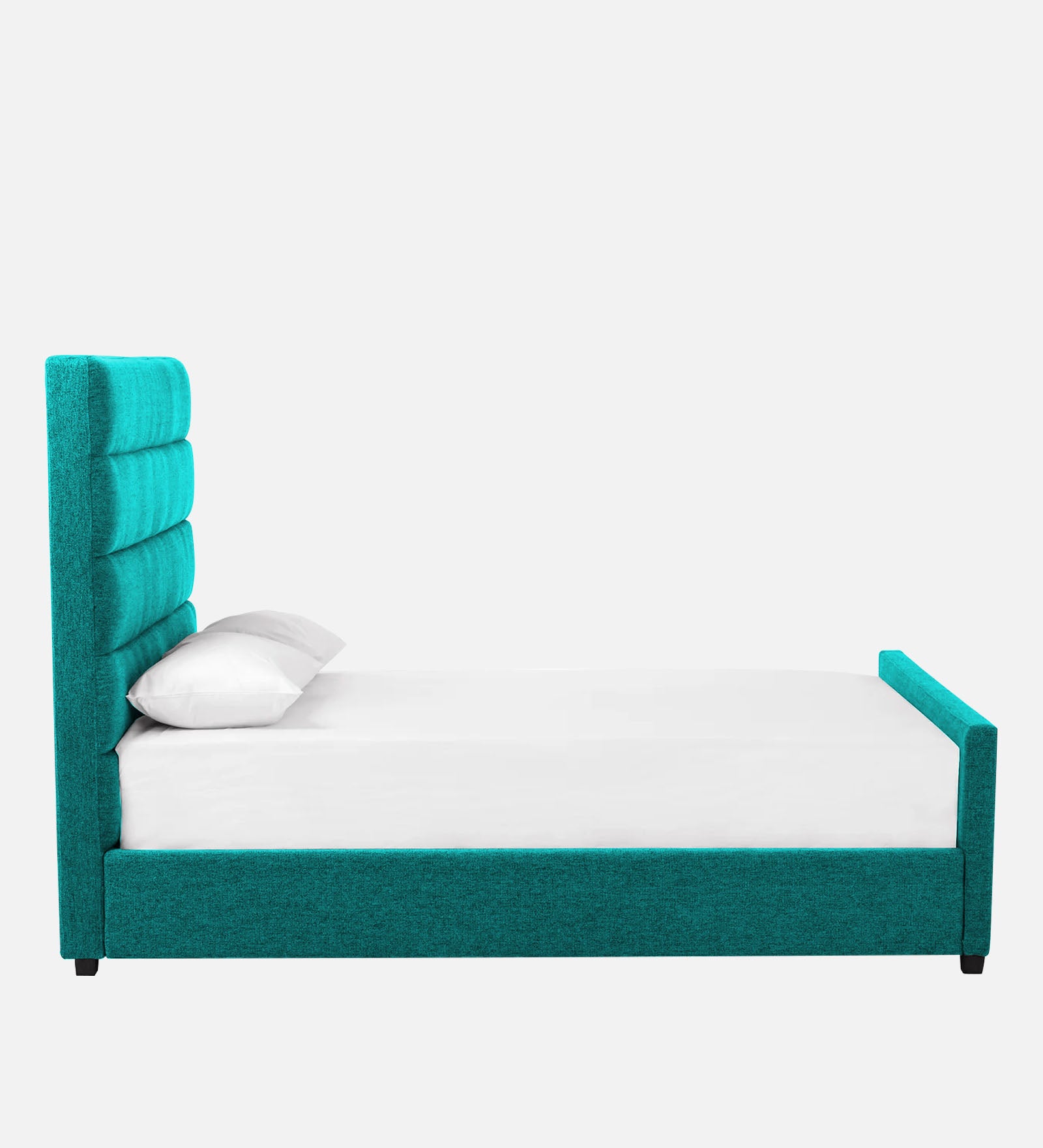 Pollen Fabric Queen Size Bed In Sea Green Colour