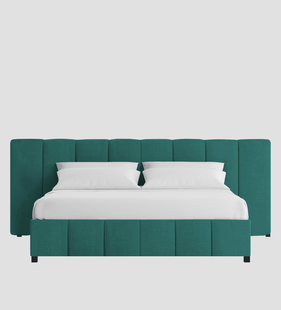 Nora Fabric Upholstered King Size Bed In Sea Green Colour With Box Storage - Febonic Living