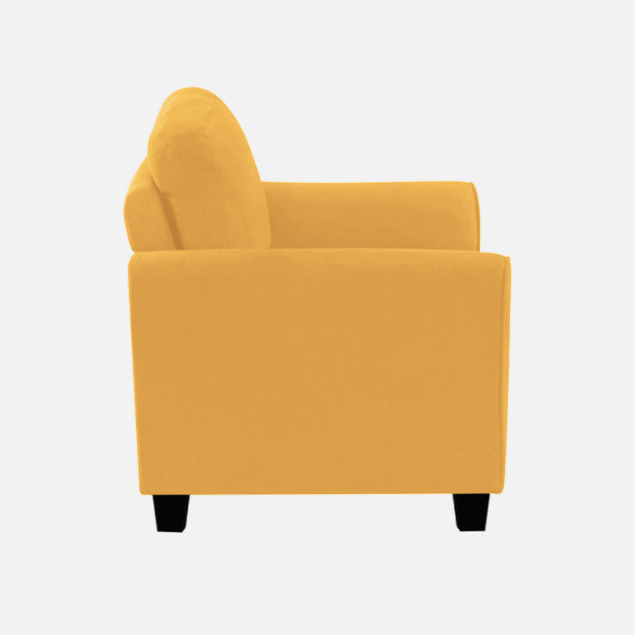 Daroo Velvet 1 Seater Sofa In Turmeric Yellow Colour - Febonic Living