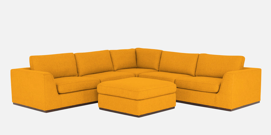 Freedom Velvet 6 Seater Rhs Corner Sofa In Safforn Yellow Colour With Ottoman - Febonic Living