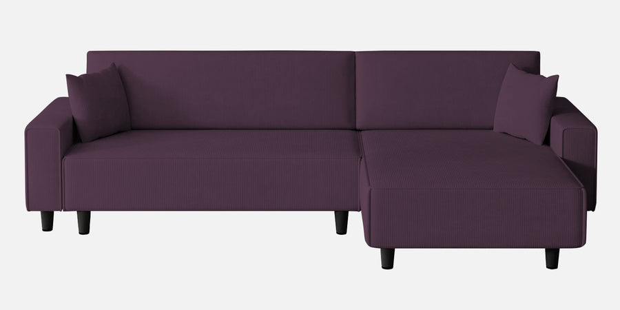 Peach Fabric Lhs 6 Seater Sofa Cum Bed With Storage In Greek Purple Colour - Febonic Living