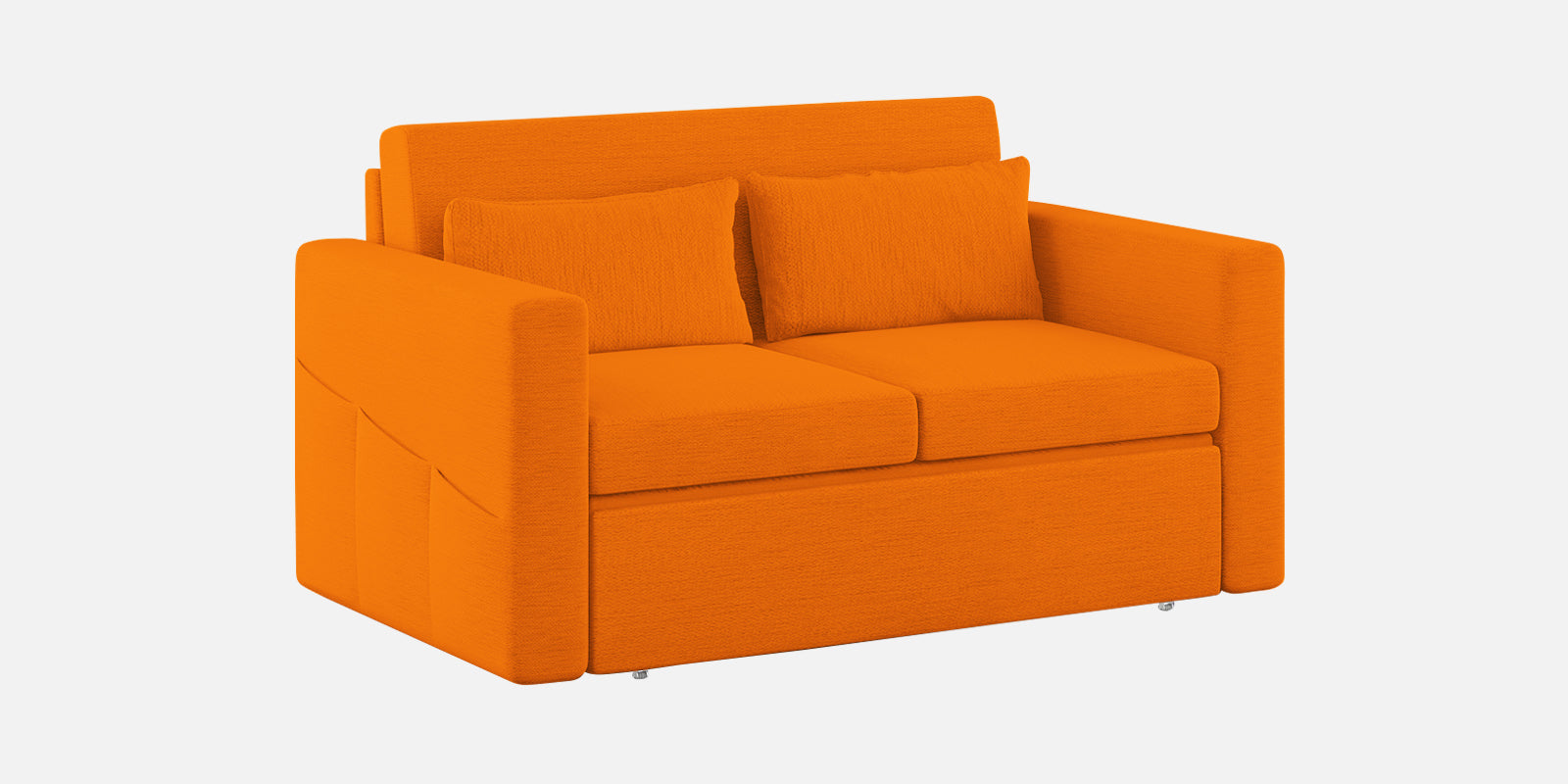 River Fabric 2 Seater Pull Out Sofa Cum Bed In Vivid Orange Colour