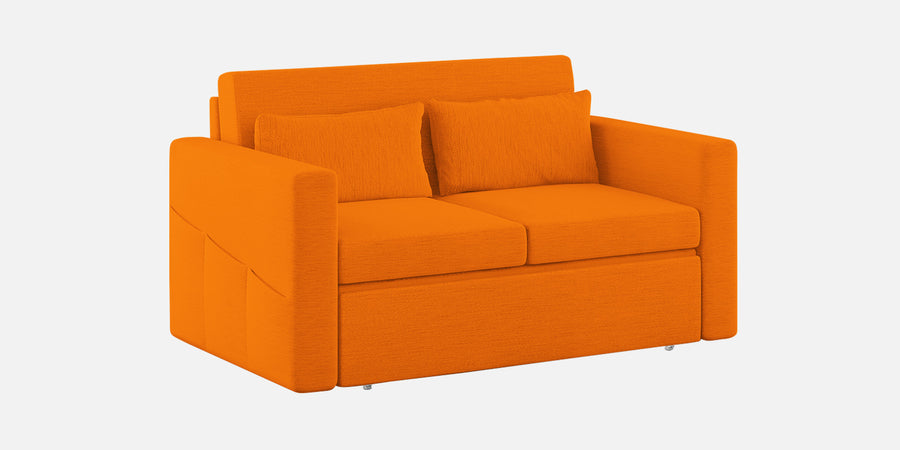 River Fabric 2 Seater Pull Out Sofa Cum Bed In Vivid Orange Colour - Febonic Living
