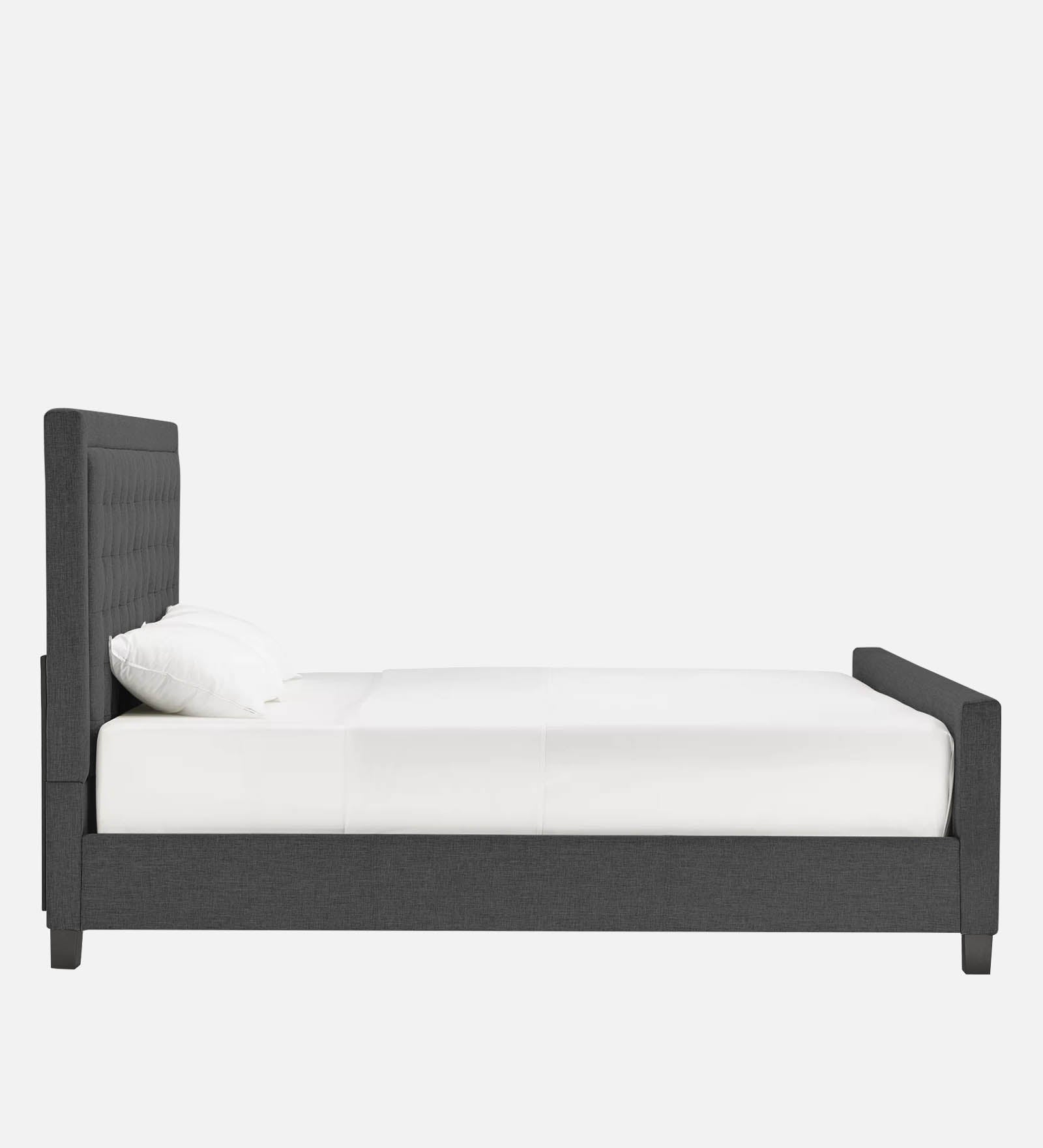 Kaster Fabric Queen Size Bed In Charcoal Grey Colour