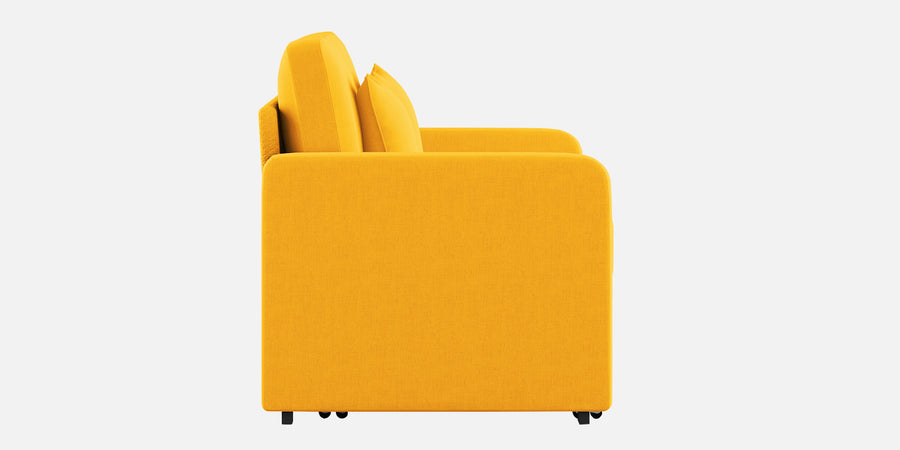 Rocky Fabric 3 Seater Pull Out Sofa Cum Bed In Bold Yellow Colour With Storage - Febonic Living