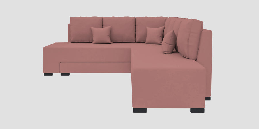 Corby Velvet Lhs 6 Seater Convertible Sofa Cum Bed In Blush Pink Colour - Febonic Living