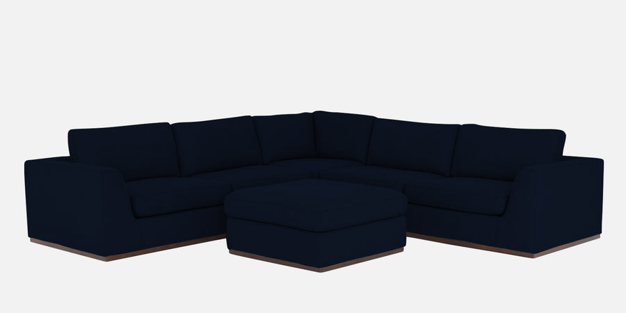 Freedom Velvet 6 Seater Rhs Corner Sofa In Dark Blue Colour With Ottoman - Febonic Living