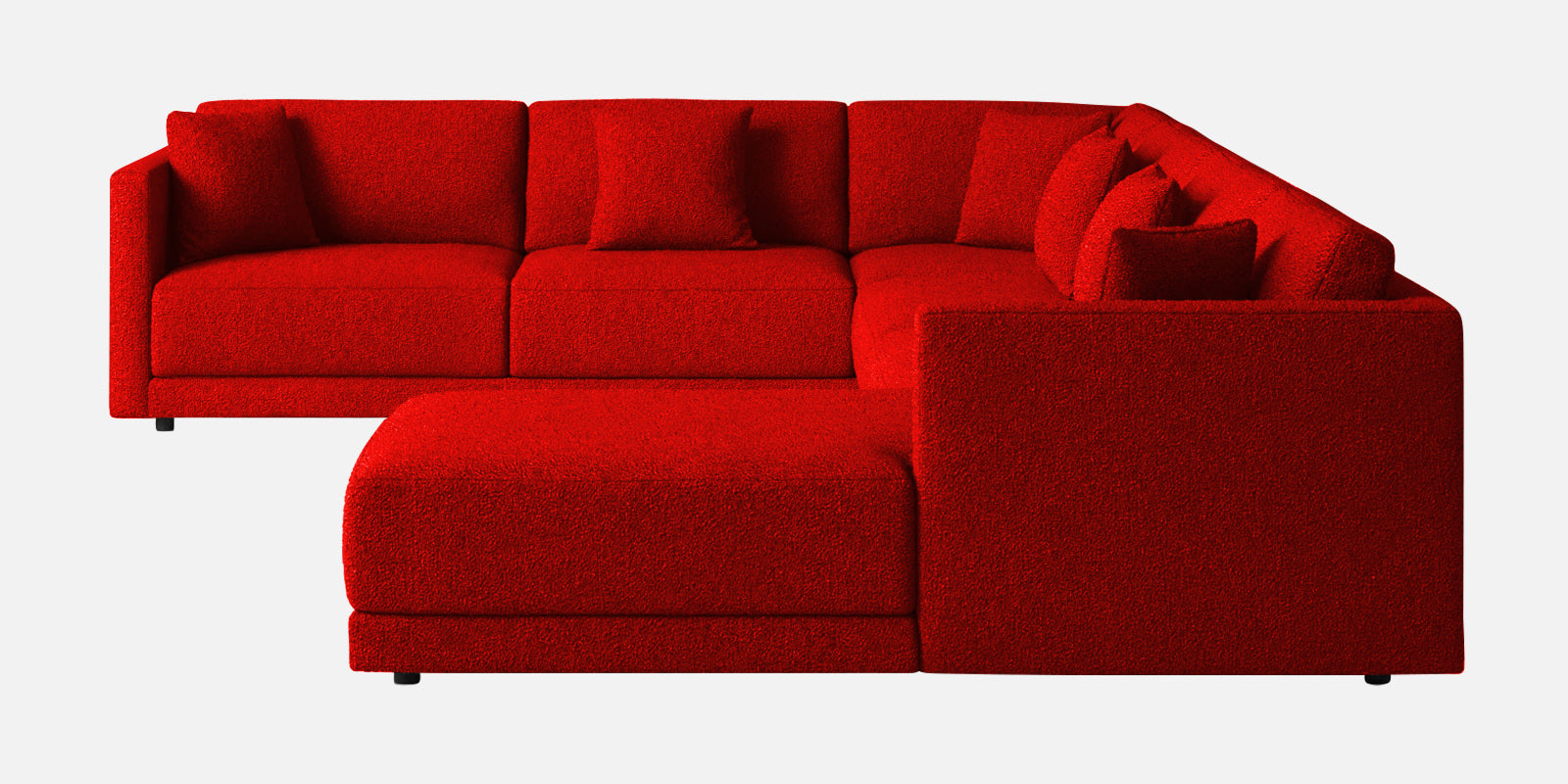 Carlin Fabric LHS 8 Seater Sectional Sofa In Ruby Red Colour