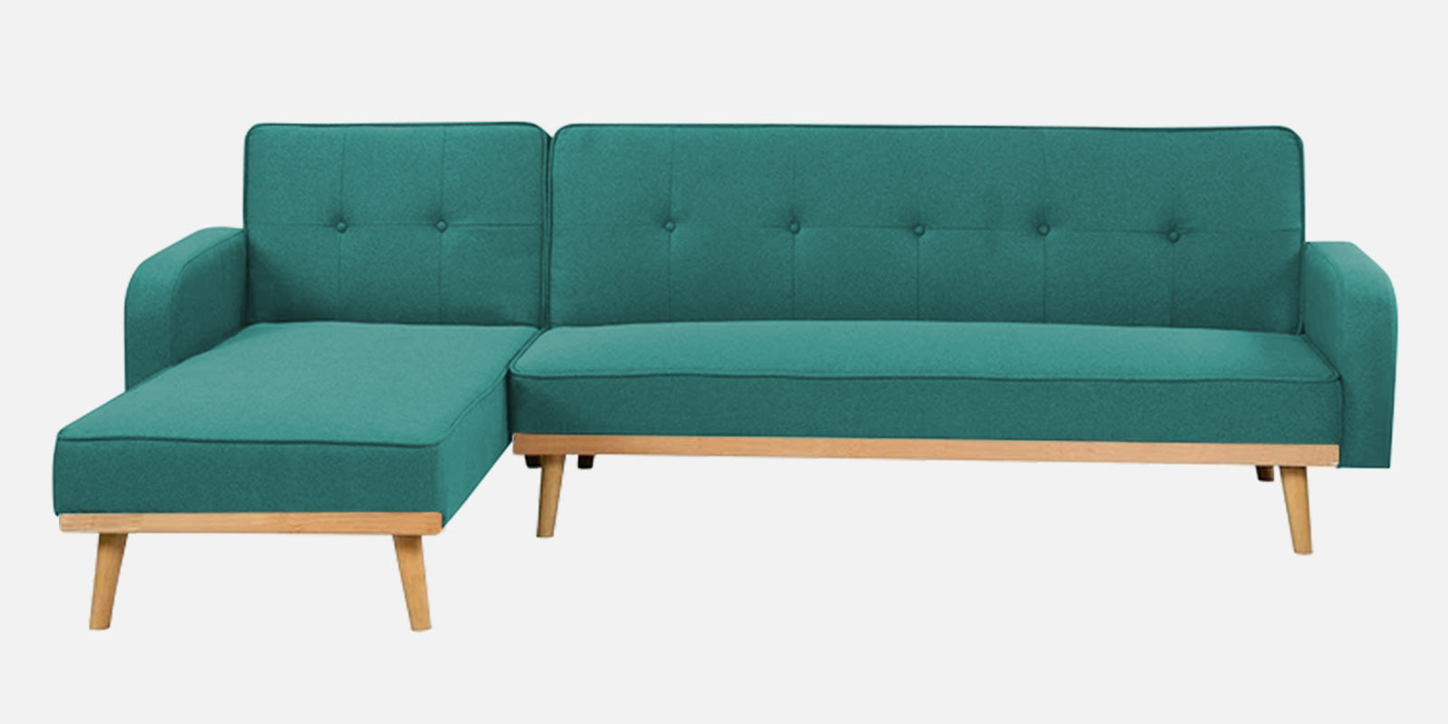 Zuno Fabric RHS Sectional + Sofa Cum Bed In Sea Green Colour