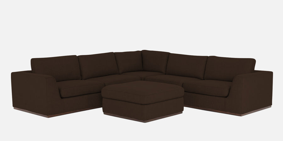 Freedom Velvet 6 Seater Rhs Corner Sofa In Cholocate Brown Colour With Ottoman - Febonic Living