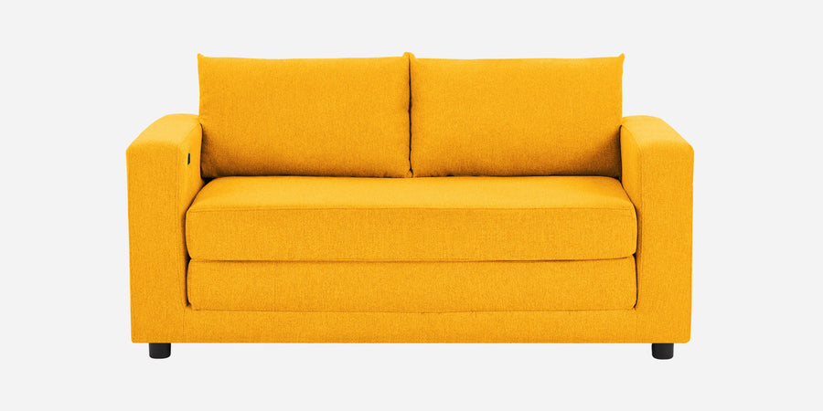 Roman Fabric 3 Seater Foldable Sofa Cum Bed In Bold Yellow Colour With Usb Port - Febonic Living