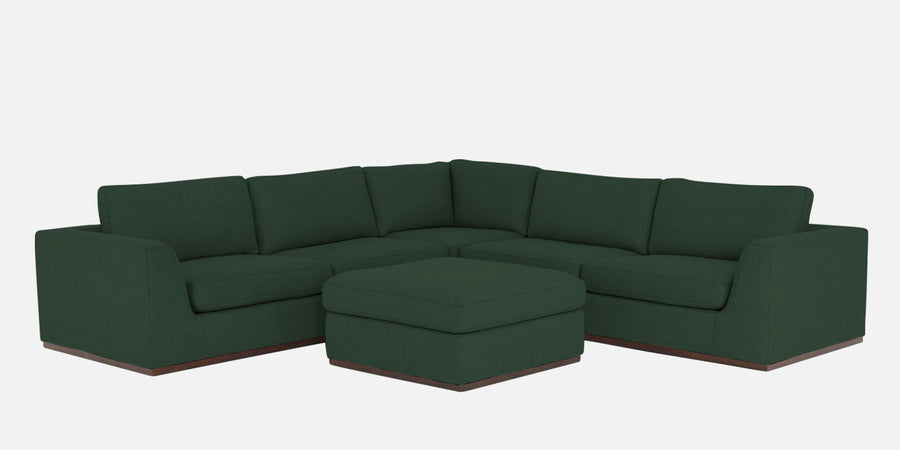 Freedom Velvet 6 Seater Rhs Corner Sofa In Amazon Green Colour With Ottoman - Febonic Living