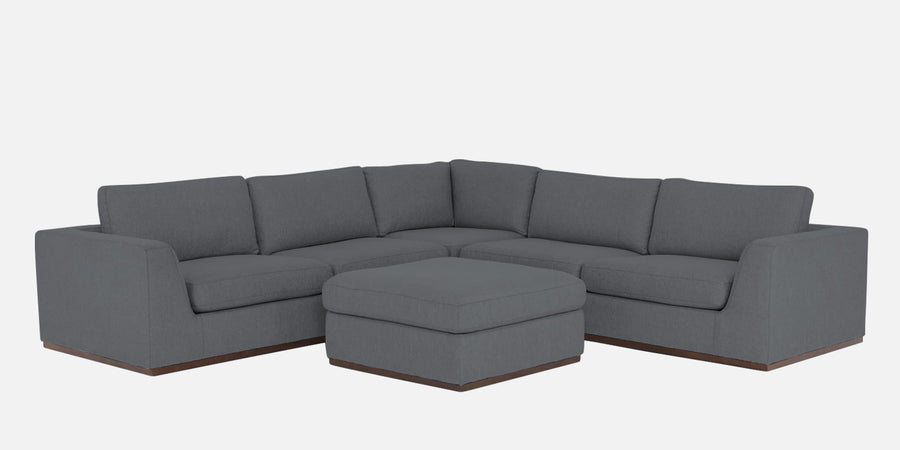 Freedom Velvet 6 Seater Rhs Corner Sofa In Pubble Grey Colour With Ottoman - Febonic Living