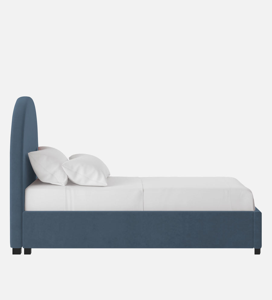Maro Velvet Upholstered Single Size Bed In Oxford Blue Colour - Febonic Living