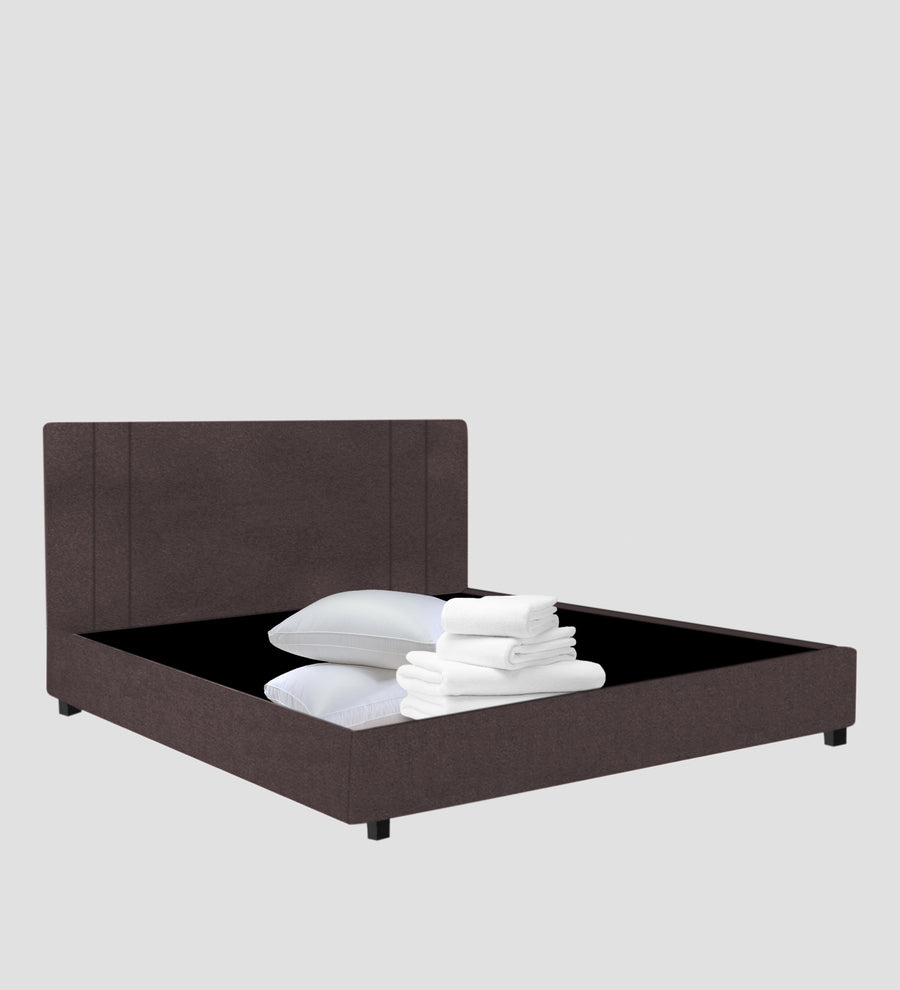 Asyra Velvet Upholstered King Size Bed In Mocha Brown Colour With Box Storage - Febonic Living