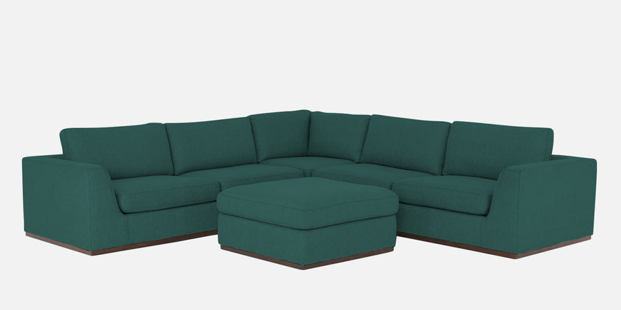 Freedom Velvet 6 Seater Lhs Corner Sofa In Pine Green Colour With Ottoman - Febonic Living