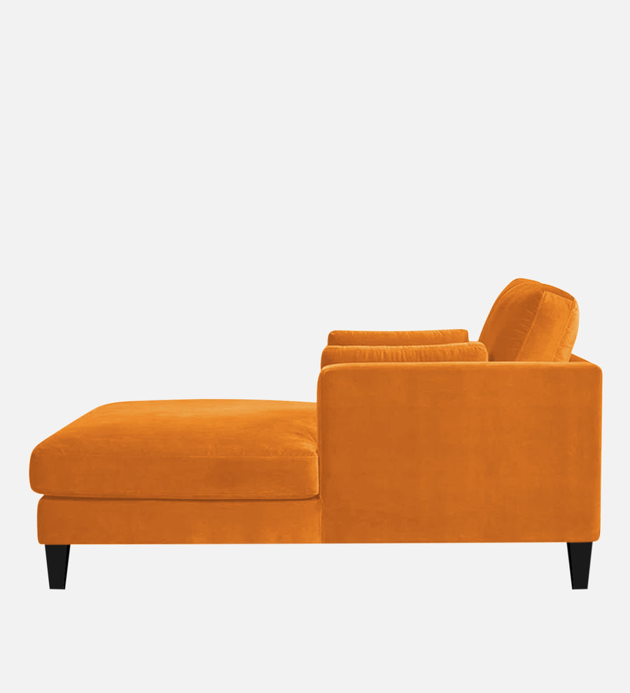 Makou Velvet Chaise Lounger In Tangerine Orange Colour - Febonic Living