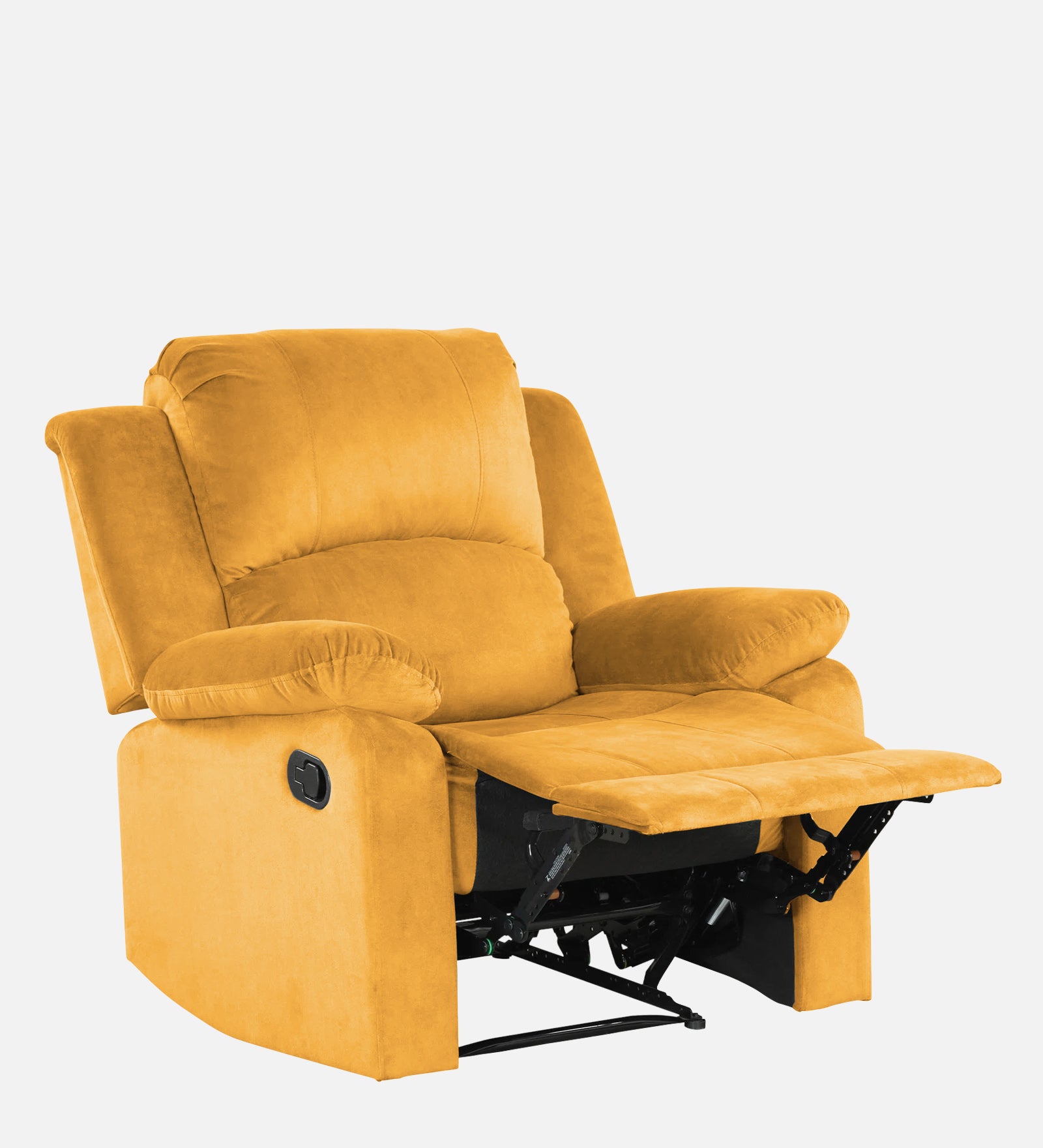 Henry Velvet Manual 1 Seater Recliner In Turmeric Yellow Colour