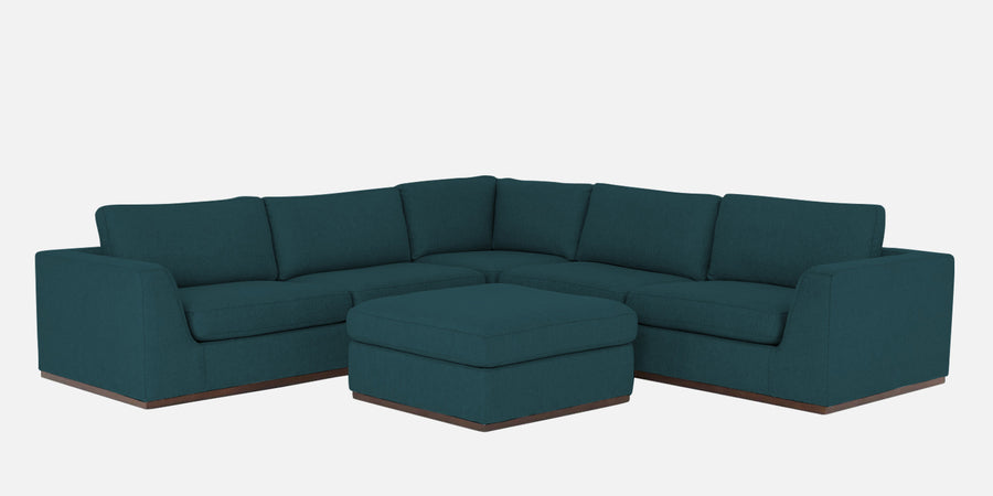 Freedom Velvet 6 Seater Lhs Corner Sofa In Arabian Green Colour With Ottoman - Febonic Living