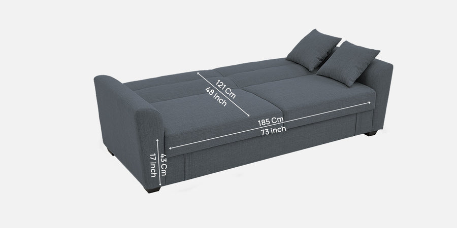 Bony Fabric 3 Seater Convertible Sofa Cum Bed In Indio Blue Colour - Febonic Living