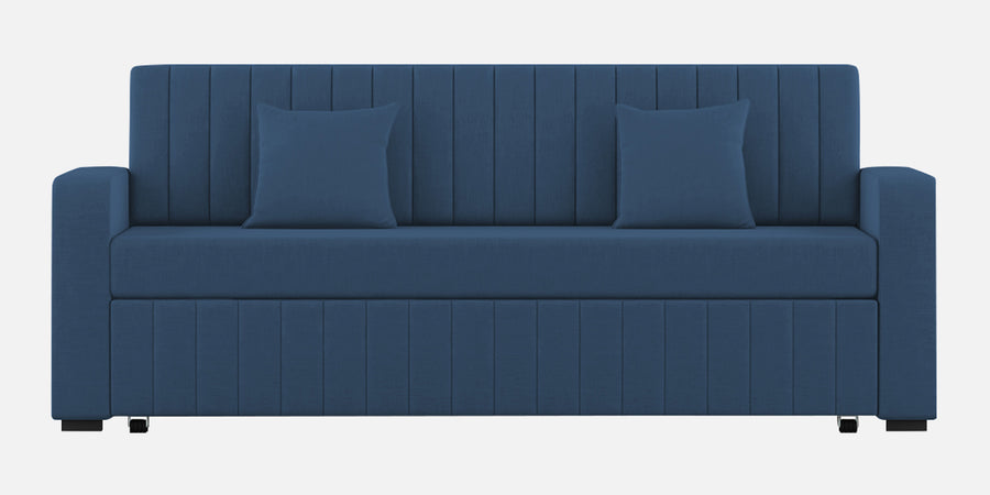 Calra Fabric 3 Seater Pull Out Sofa Cum Bed In Light Blue Colour With Storage - Febonic Living