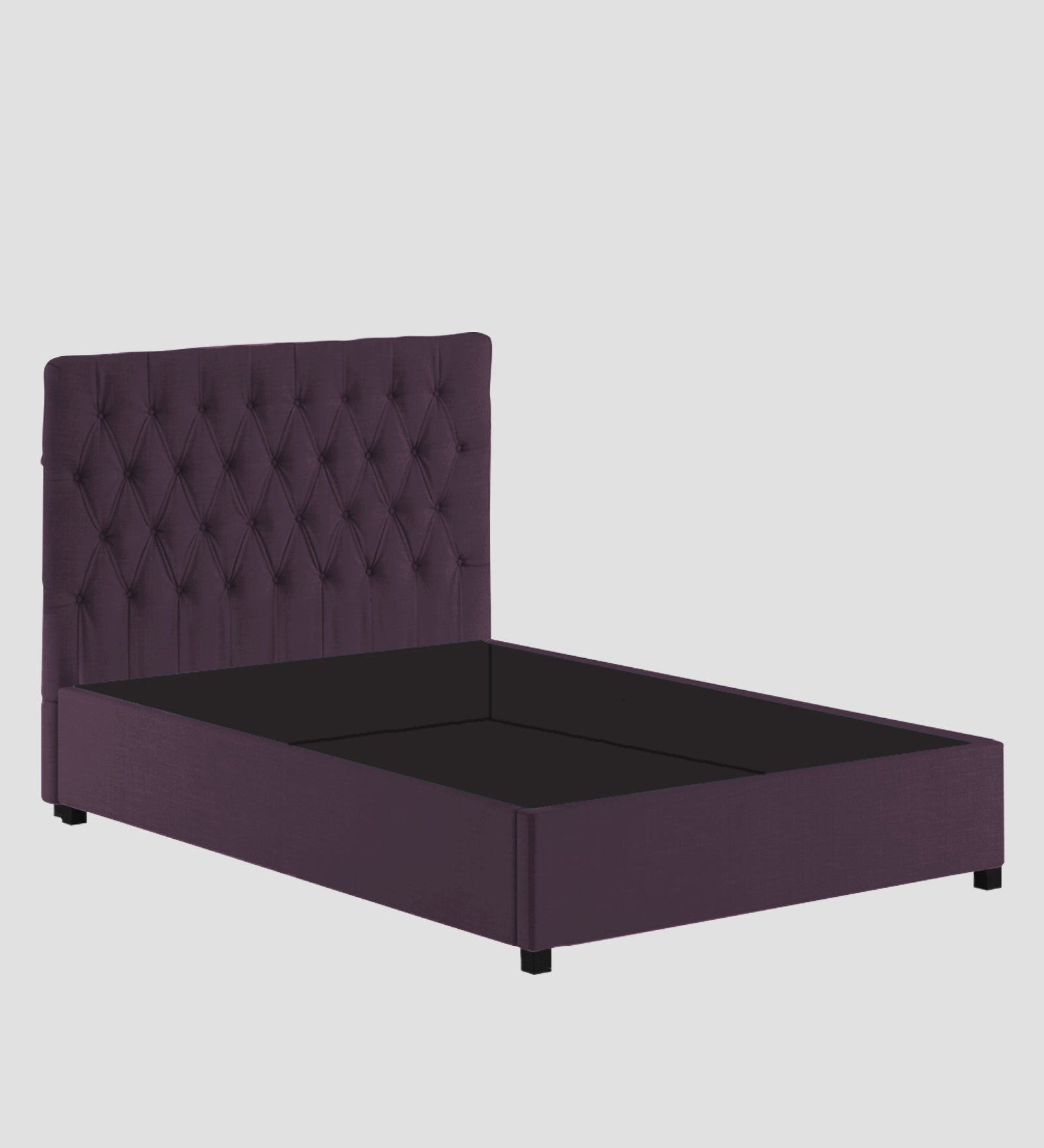 Isko Fabric King Size Bed In Greek Purple Colour With Storage Box - Febonic Living