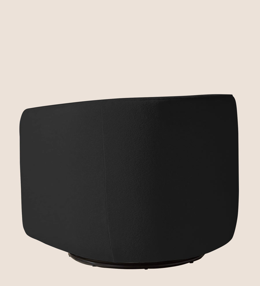 Ria Fabric Swivel Chair In Bitter Black Colour - Febonic Living