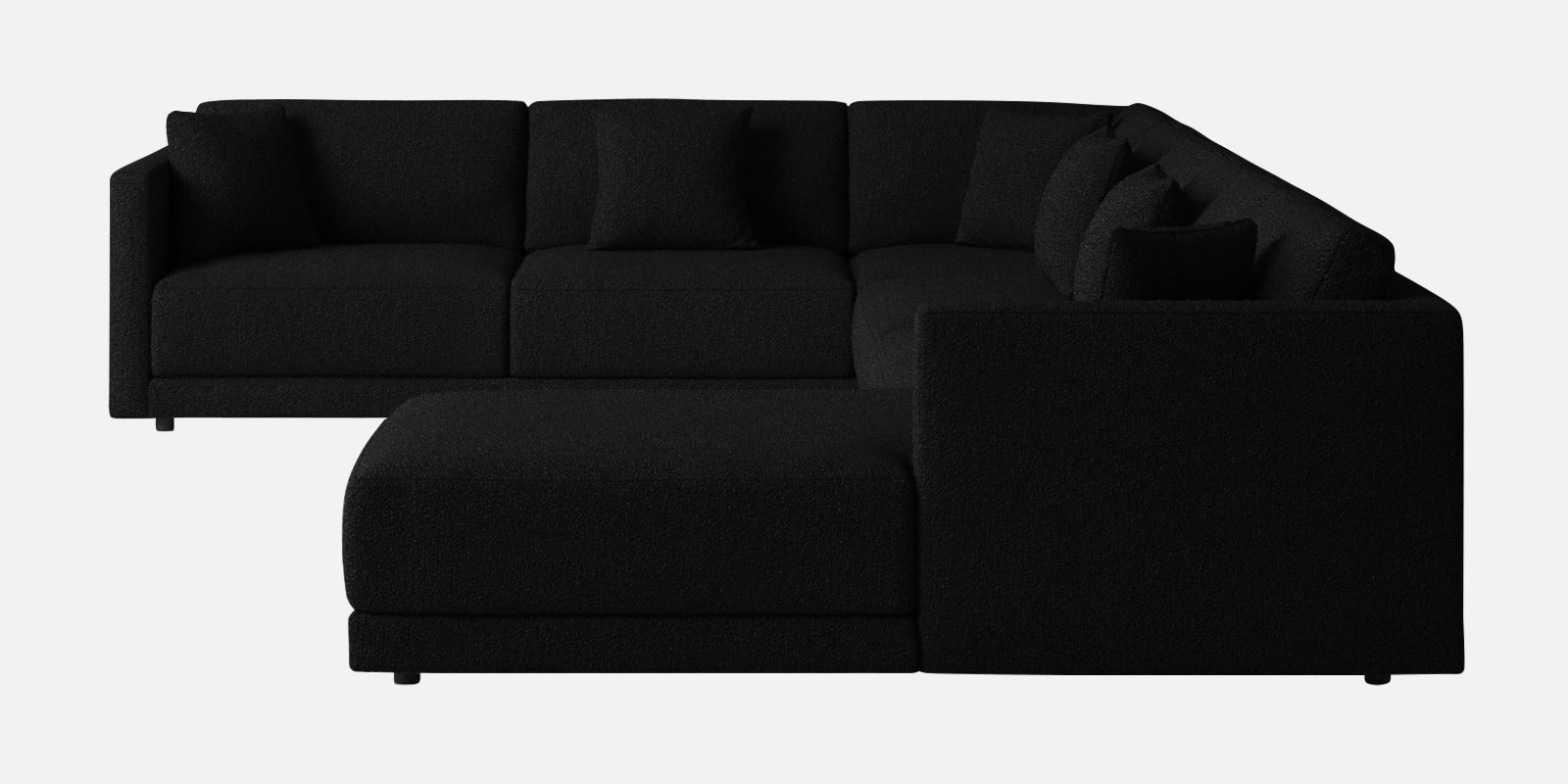 Carlin Fabric LHS 8 Seater Sectional Sofa In Zed Black Colour