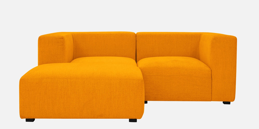 Dora Velvet Rhs Sectional Sofa 2 Ottoman Lounger In Saffron Yellow Colour - Febonic Living