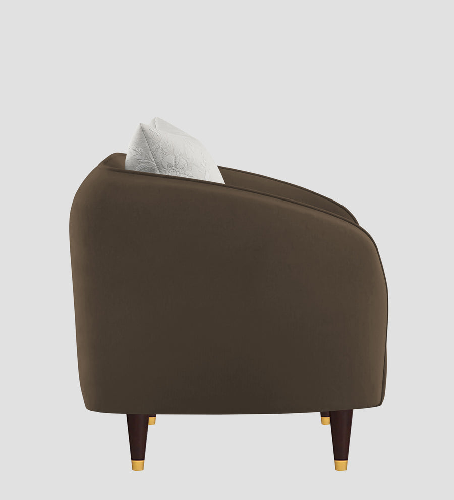 Hairo Velvet 1 Seater Sofa In Shade Brown Colour - Febonic Living