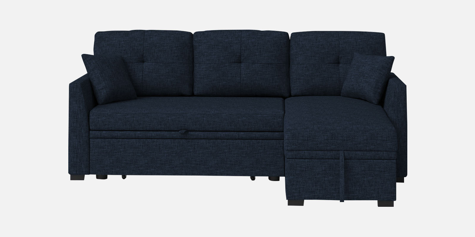 Jody Fabric 3 Seater Pull Out Sofa Cum Bed In Denim Blue Colour