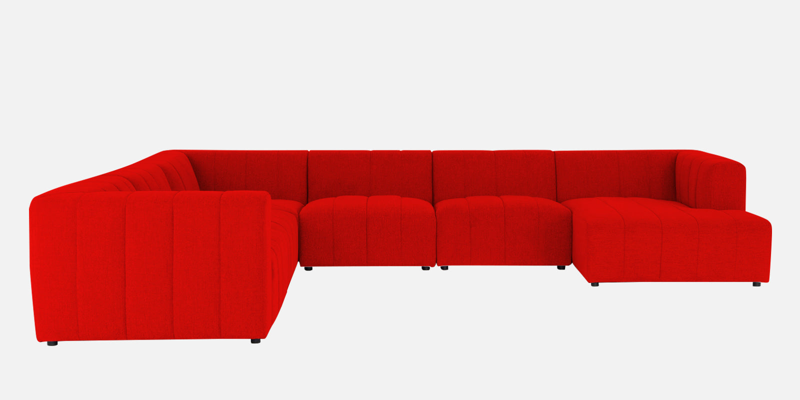 Damo Fabric LHS 8 Seater Sectional Sofa In Ruby Red Colour