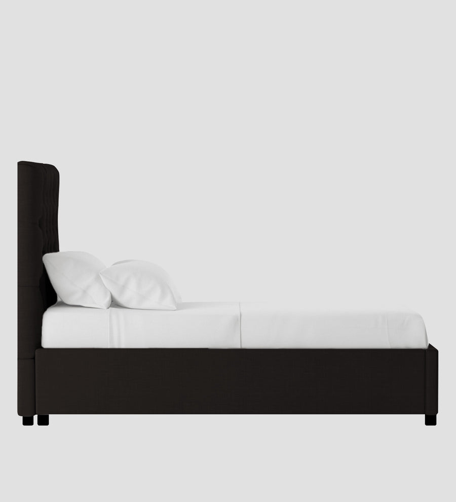 Isko Fabric Upholstered Single Size Bed In Cara Brown Colour With Box Storage - Febonic Living