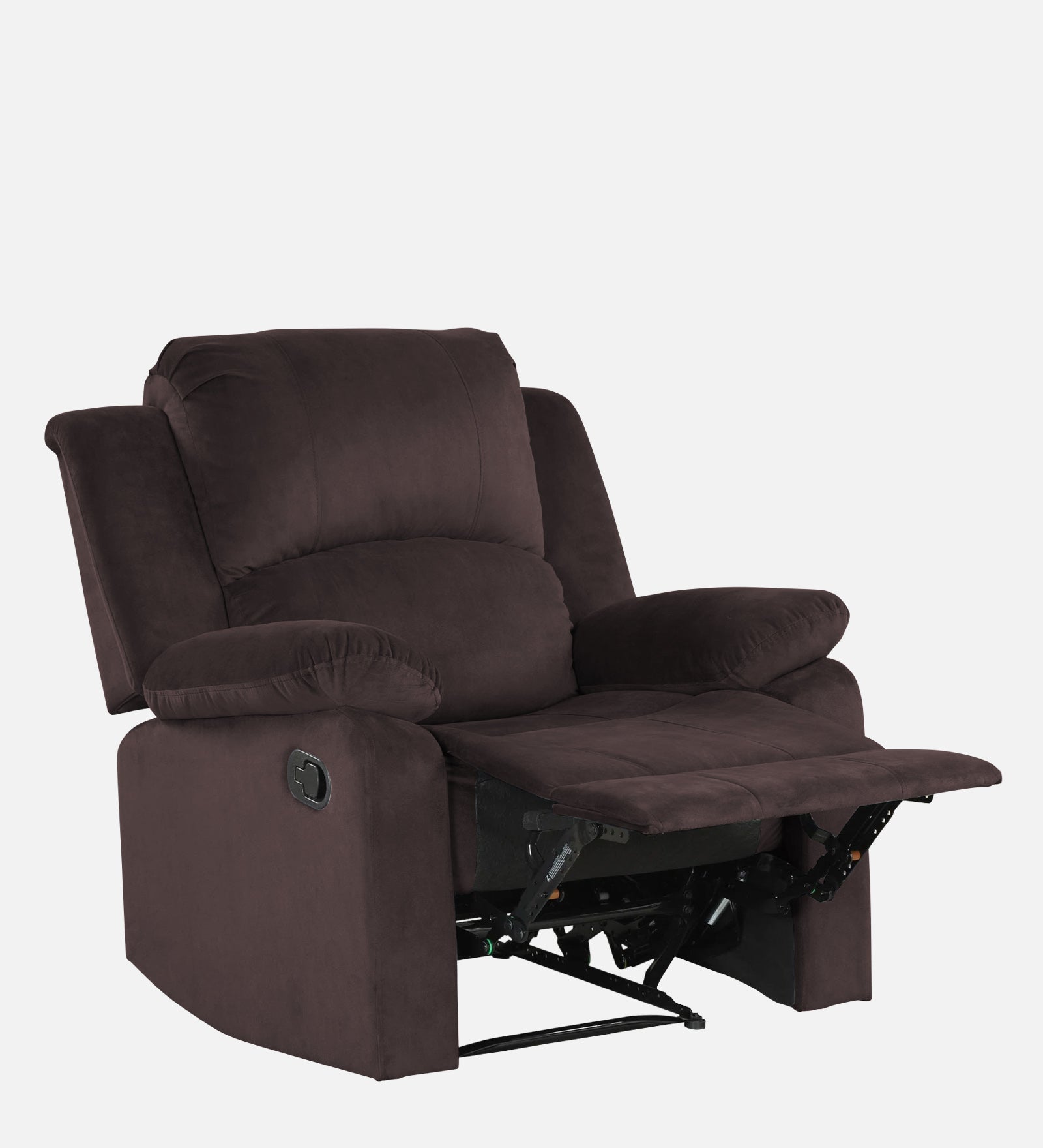 Henry Velvet Manual 1 Seater Recliner In Mocha Brown Colour