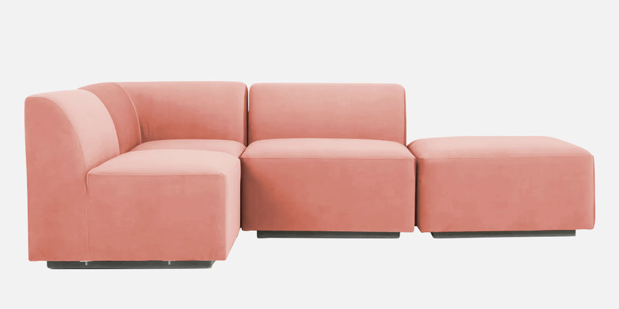 Bufa Velvet Rhs Sectional Sofa In Blush Pink Colour With Ottoman - Febonic Living