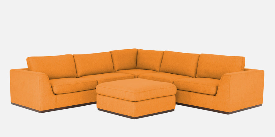 Freedom Velvet 6 Seater Lhs Corner Sofa In Tangerine Orange Colour With Ottoman - Febonic Living