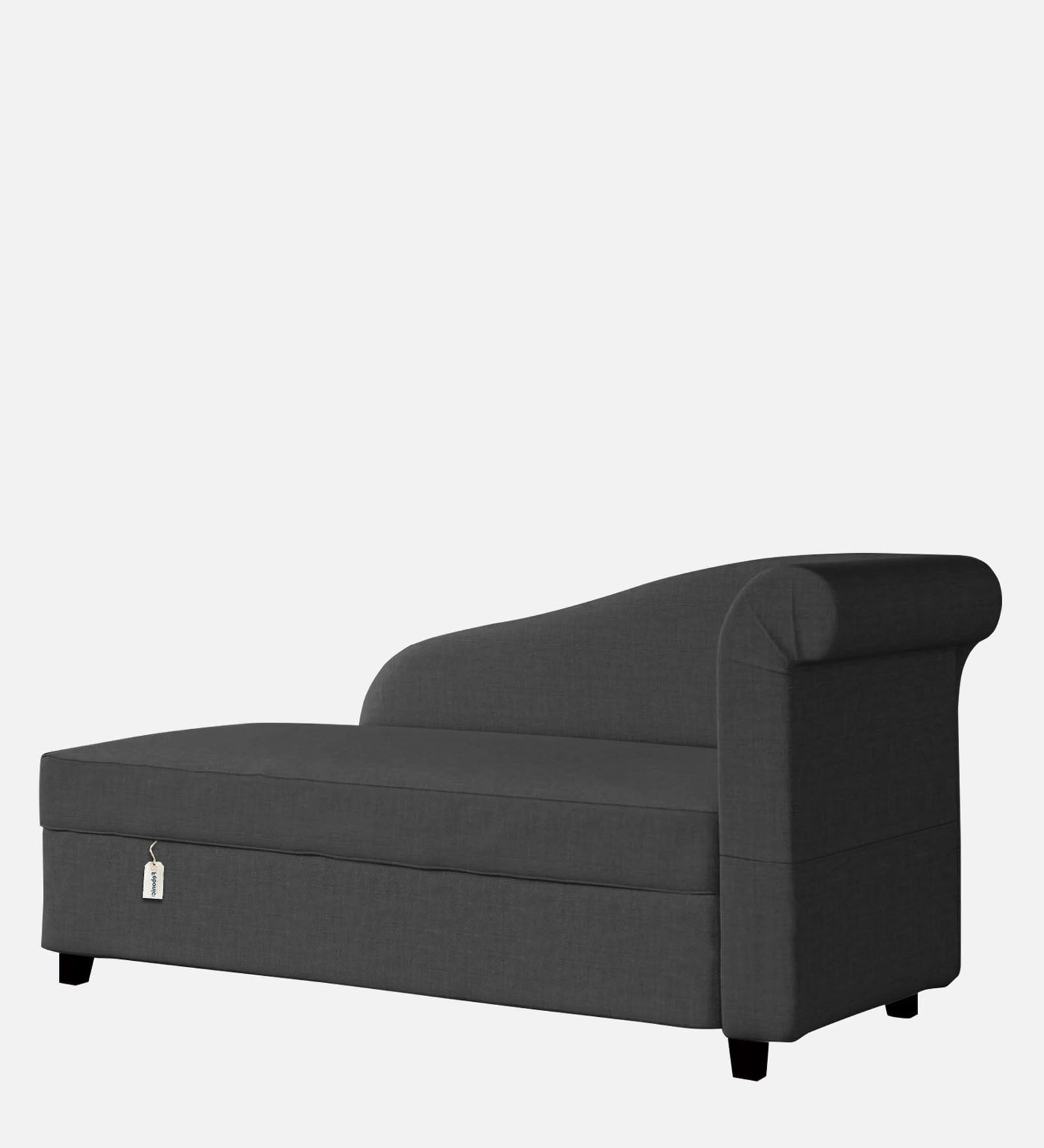 Toppy Fabric LHS Chaise Lounger In Charcoal Grey Colour With Storage