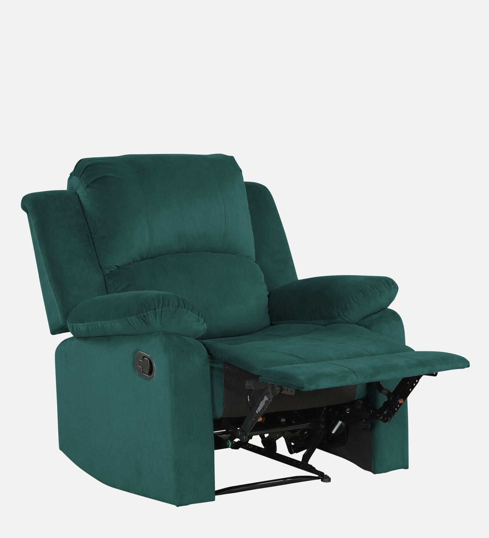 Henry Velvet Manual 1 Seater Recliner In Pine Green Colour