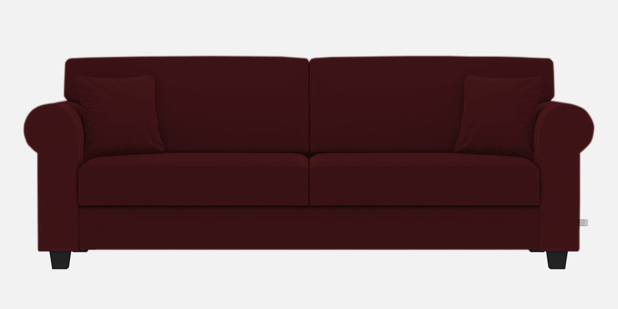 Numonk Velvet 3 Seater Sofa In Dark Maroon Colour - Febonic Living